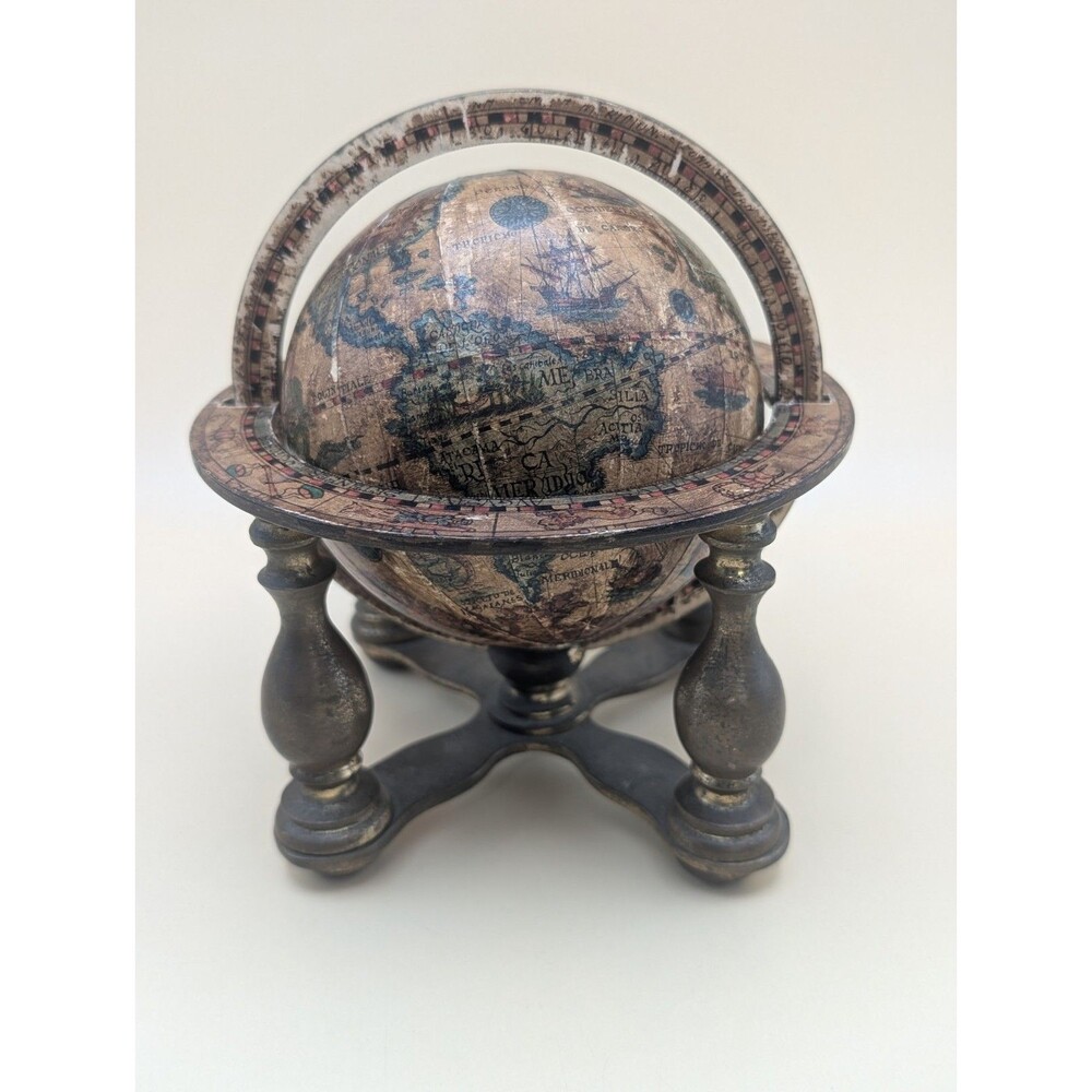 VTG Italian Old World Zodiac Globe on Brass Stand Celestial Library Decor